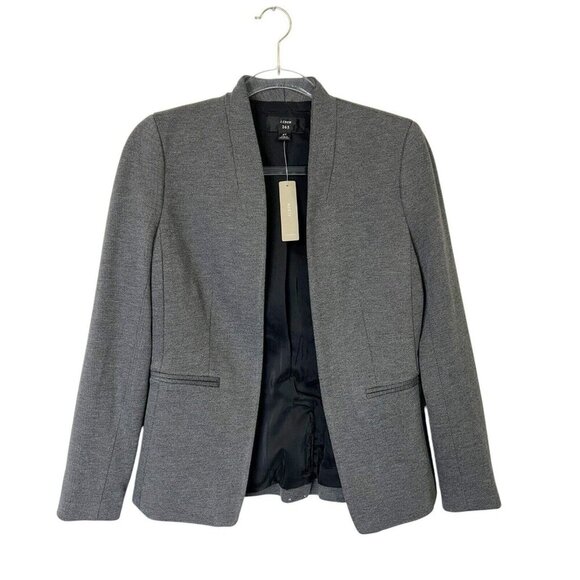 J. Crew Jackets & Blazers - NEW J Crew Going Out Blazer Jacket Womens Size 2 Tall 2T Gray Twill Open Front
